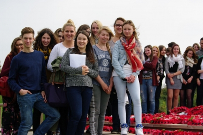 Our group among the poppies wreaths