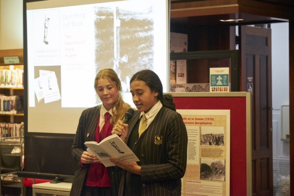 Baradene College students reading from 