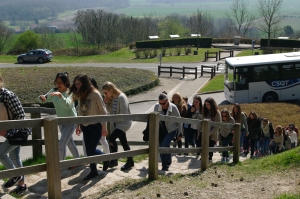 Les élèves du LGT Gay Lussac remontent la pente du plateau de Californie avec leurs correspondantes d&#039;EPSOM, foulant ainsi le passage des soldats français qui se sont battus pour reprendre cette place forte aux allemands