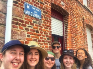 The New Zealand Young Ambassadors in Le Quesnoy, on the Avenue of the New Zealanders