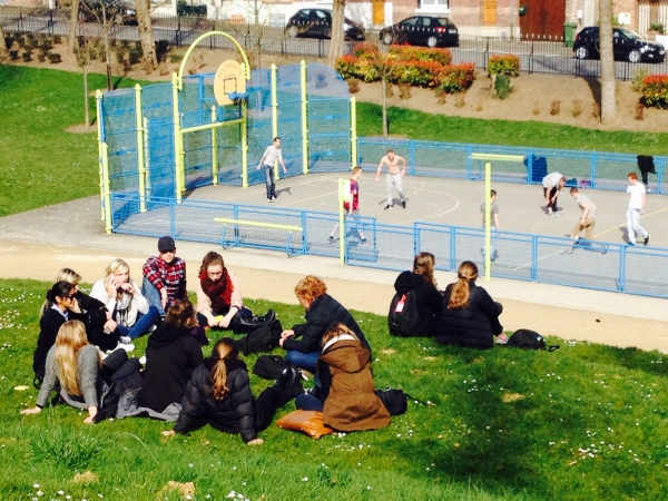 Students enjoy the park